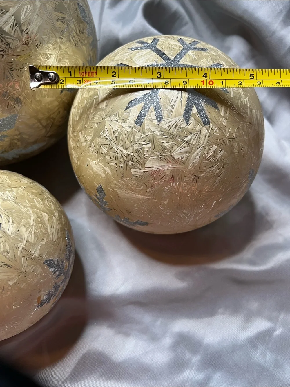 Holiday Decorative Snowflake Light Up Glass Spheres - Gold